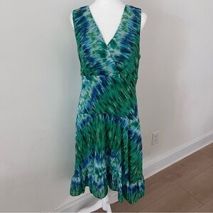 Chris McLaughlin Y2K Vintage Tie-Dye Print Asymmetrical Sleeveless Dress | 12|